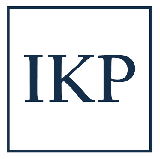 InKraeze Products( IKP) logo with dark blue letters over a white, square background.